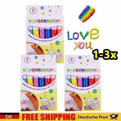 1/2/3PACK | Popcorn Pens - Popcorn Pens Puffy Includes 6 Vibrant Colors