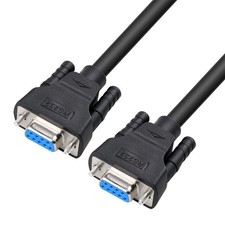 1.5 Feet DB9 Null Modem Cable, Black, F/F, RS232 Serial, 7 Wire Crossover, Data