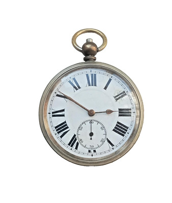 Antike Schweizer Weißmetall Herren Schlüsselaufzug Taschenuhr um 1890-1910 (ungeprüft)