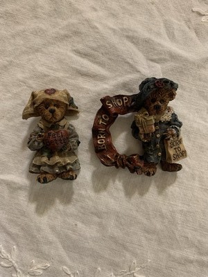 LOT OF 2 Boyds Bears Grace Born to Shop Bearware Collection Pin Brooch