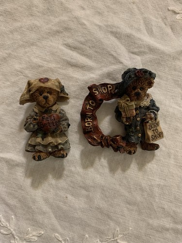 LOT OF 2 Boyds Bears Grace Born to Shop Bearware Collection Pin Brooch