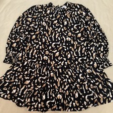 Nine West Dress 2X Womens Black Brown Dot Art