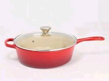 Cassadou in ghisa Le Creuset 3,75 Qt con coperchio in vetro rosso Cerise 