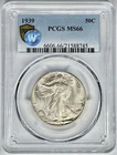 1939 Walking Liberty Half Dollar PCGS MS66 Gold Shield Gem BU Frosty White