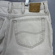 VTG Lee Cream Tan Faded Jeans Straight Leg 34x32 32x31 90s USA Grunge Skater