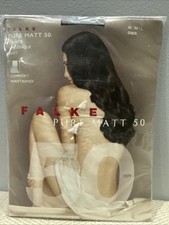 FALKE PURE MATT 50 DEN TIGHTS SEMIOPAQUE EXTRA WIDE WAISTBAND SIZE-III M/L BLACK