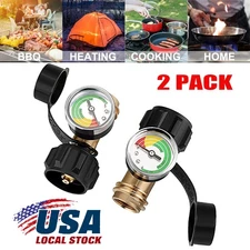 Propane Tank Gauge Brass Adapter w/Gas Pressure Level Meter Indicator for BBQ RV