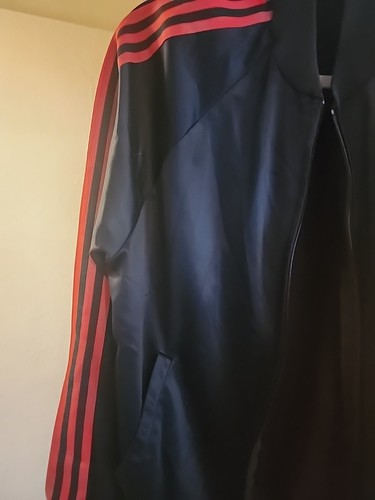 Vintage Adidas Track Jacket Mens Medium BLK/Red Keyrolan 3 Stripes SEE DESCRIPT - Picture 3 of 12
