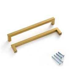 10 Pack Gold Cabinet Handles 8 Inch Brushed Brass Drawer Pulls Square