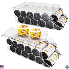 2 Pack Stackable Skinny Can Organizer for Fridge, Holds 12 Slim Cans Each