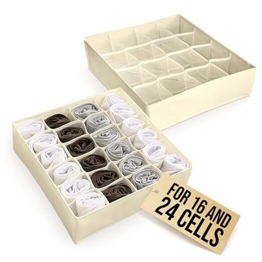 2Pcs Dresser Drawer Organizers - Underwear Drawer Organizer Sock Organizer