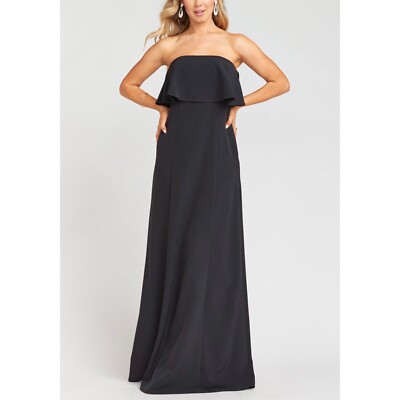Show Me Your MuMu Monaco Ruffle Gown, Black Stretch Crepe, XXS