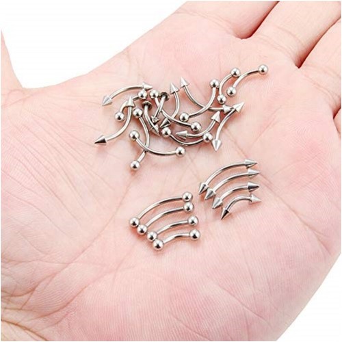 Bulk 16g 3/4/5mm Ball Cone Eyebrow Ring 6mm-14mm Bar Curved Barbell Ear Piercing - Picture 8 of 13