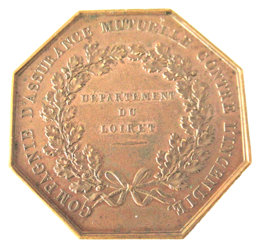 FRANCE- 1820-BURNING BUILDING -SUPERB COPPER INSURANCE JETON - Picture 2 of 2