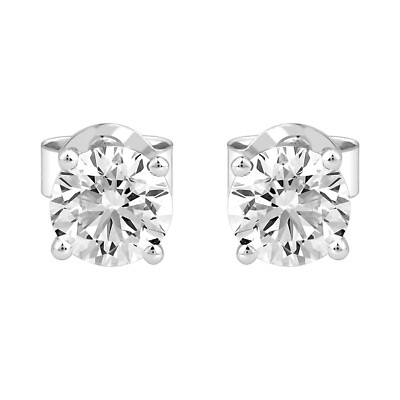 Womens Solitaire Stud 1.45 Ct IGI Round Lab Grown Diamond Earring 14K White Gold