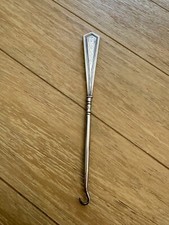 Antique Webster Sterling Silver Handle Button Hook w/ Engraved Floral Design