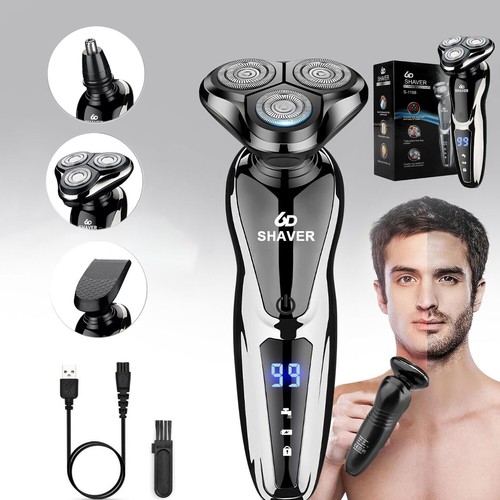 Men's Razor Rotary Waterproof Electric Shaver Pop-Up Trimmer Wet Dry Cordless US