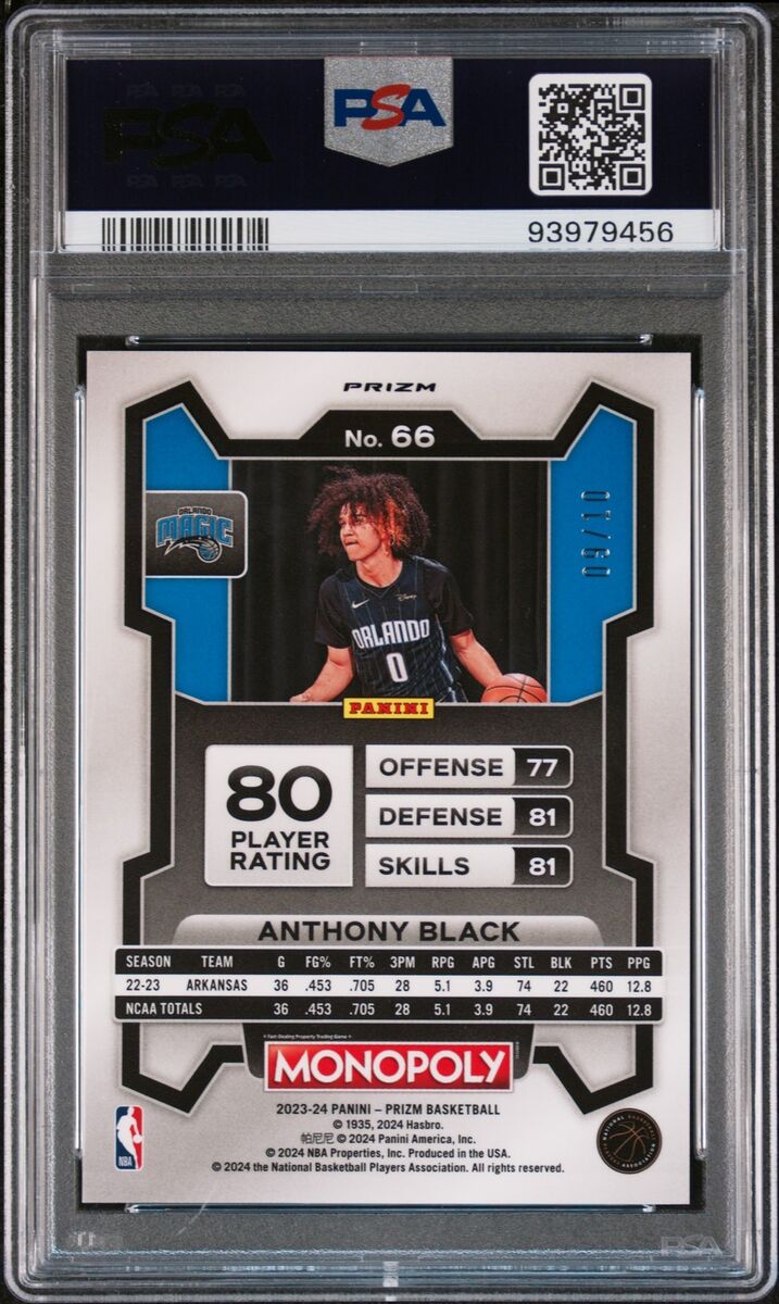 2023-24 Prizm Monopoly #66 Anthony Black Gold Wave 2023-24 Prizm Monopoly #66 Anthony Black Gold Wave
