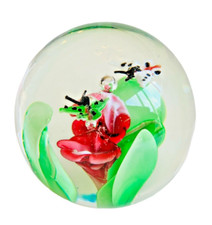 Vtg Art Glass Paperweight Dynasty Gallery Heirloom Collectibles Butterfly Flower