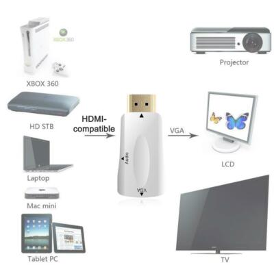 HDMI-compatible Male to VGA Female Jack Video Cable Adapter w/ Converter Nice