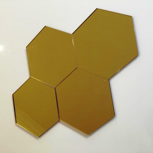 24 Piastrelle A Specchio Esagonali Autoadesive In Acrilico – 126x110x63 Mm L'una – Decorazione Fai Da Te Per Soggiorno, Bagno, Camera - 3