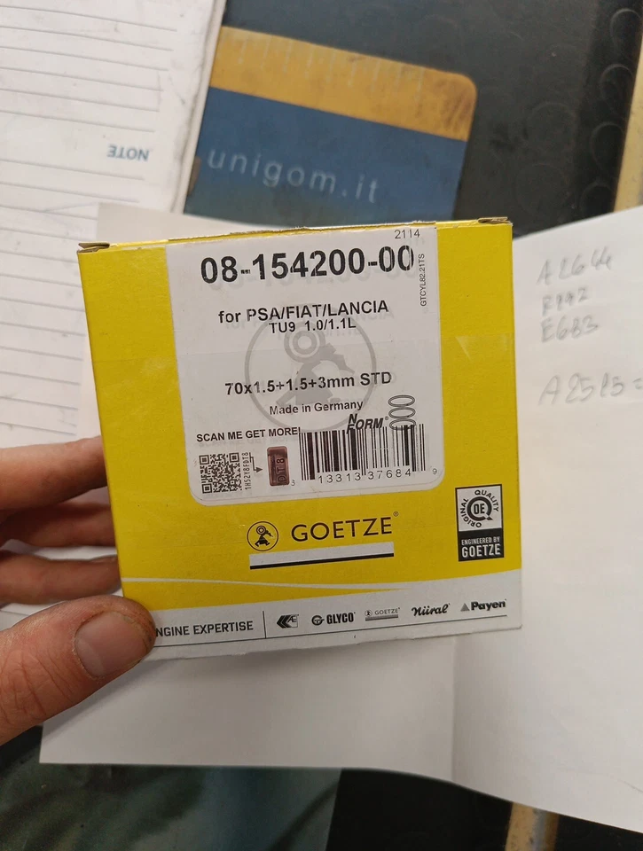 Kit fasce elastiche per 4 pistoni FIAT Panda, y10, uno. motore 1.000 1.100 STD - Immagine 3 di 4