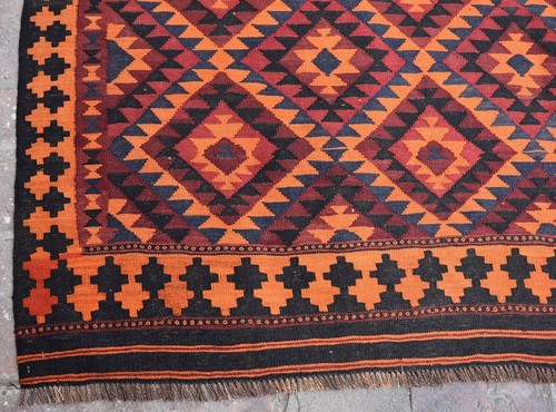 8 x 15'7 Handmade afghan tribal maimana wool kilim rug, palace size area rug - Picture 9 of 10