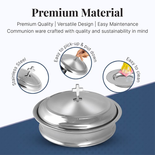 Ensemble de plateaux d'église Sainte Communion Ware | Acier inoxydable - Finition miroir brillante - Photo 3 sur 6