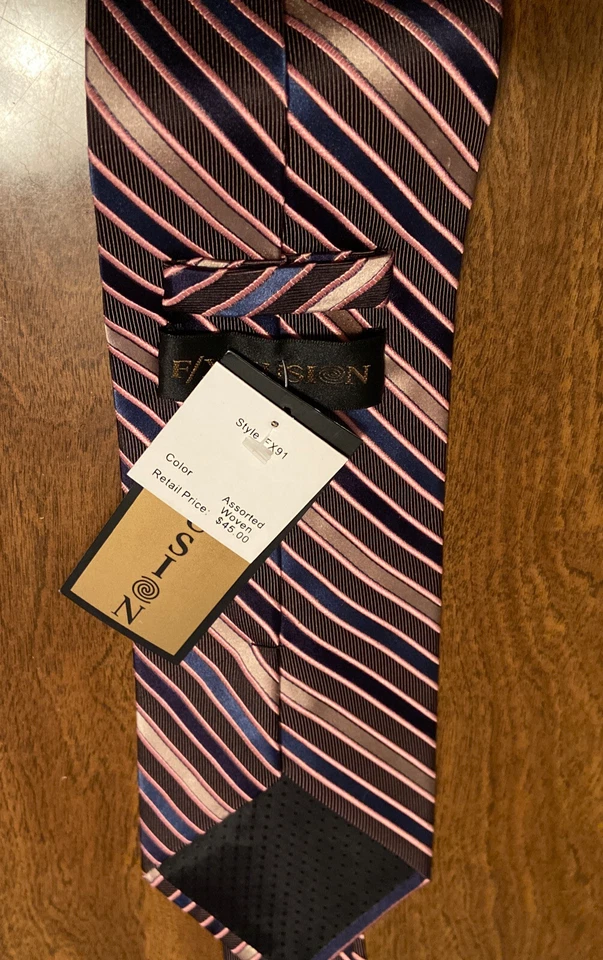 F/X Fusion NUEVO CON ETIQUETAS Para hombres Corbata Patrón Rayas Hecha a Mano 100% Seda Foto 3 de 4
