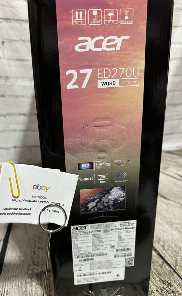 Acer Nitro 27" 1500R Curved WQHD (2560 x 1440) Gaming Monitor, 170Hz ,1ms, Black - Image 4 of 4