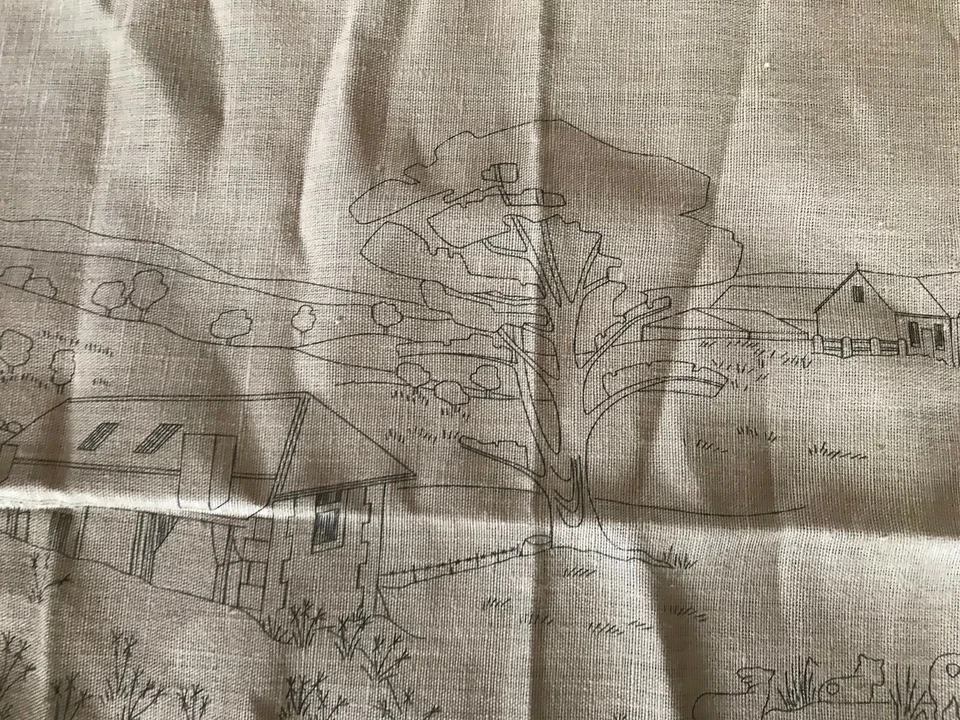 Vintage unused large natural tapestry embroidery canvas country houses bush aus - Image 3 of 4