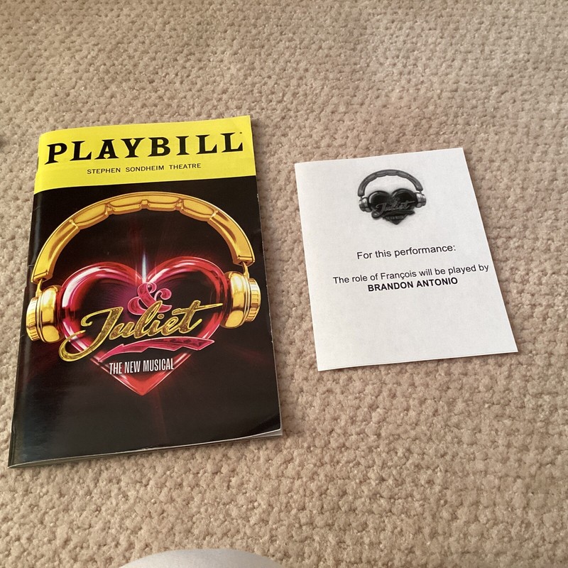 & Juliet Playbill - Stephen Sondheim Theatre -  May  2023