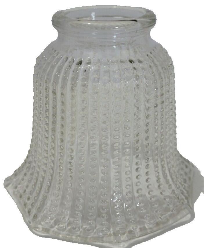 Ceiling Light Bulb Cover-Flower Design/Clear Glass Bell/Vertical Beaded Lines