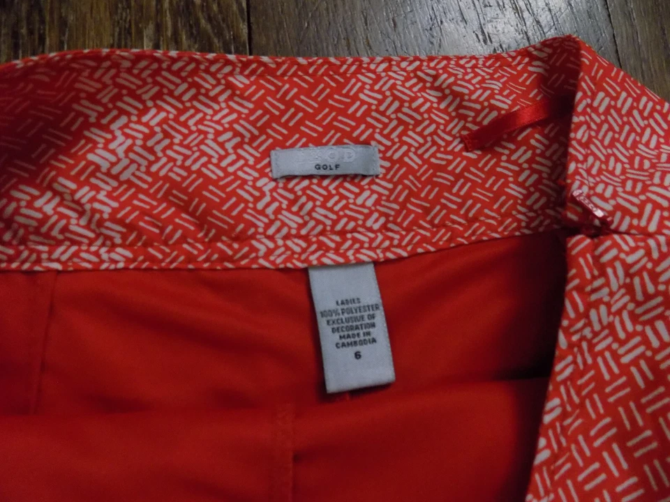 Falda corta de golf IZOD talla 6 roja/naranja a cuadros geométricos bolsillos deportivos falda de tenis Foto 3 de 4