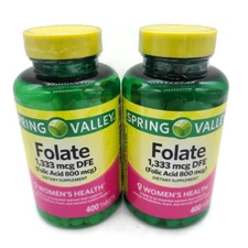 Spring Valley Folate 2 Pack 800 Tablets Total New Sealed Free Shipping