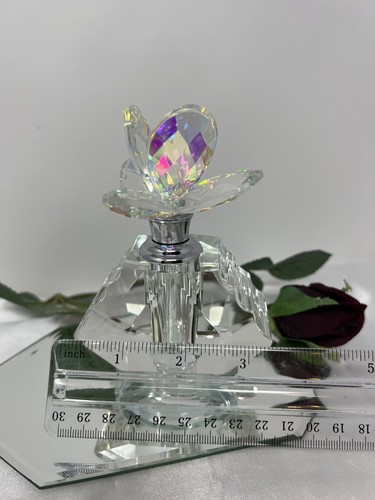 Iridescent Faceted Glass Perfume Bottle with Dabber 5” H - Picture 7 of 12