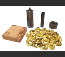 NEW GENERAL TOOLS 71260 1/4" GROMMET KIT WITH TOOL & 48 BRASS GROMMETS CUTTER 