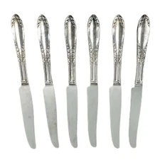 National Silver Co King Edward Dinner Knife Set of 6 Silver Plate N.S. Co Knives