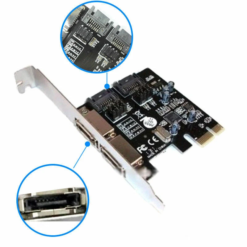 PCI-E Express SATA3 SATA3.0 6Gb/s+eSATA SATA III Expansion Combo Card ASM1061 - Image 2 of 4