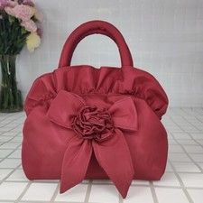 Women 3D Floral Bag Retro Handbag Faux Silk Ruffled Elegant Party Cocktail Fairy