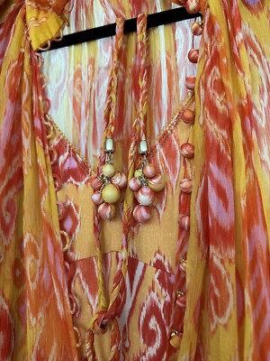 Zimmermann Brightside Midi Dress SS20 Silk Frilled Sz 0 Orange | eBay