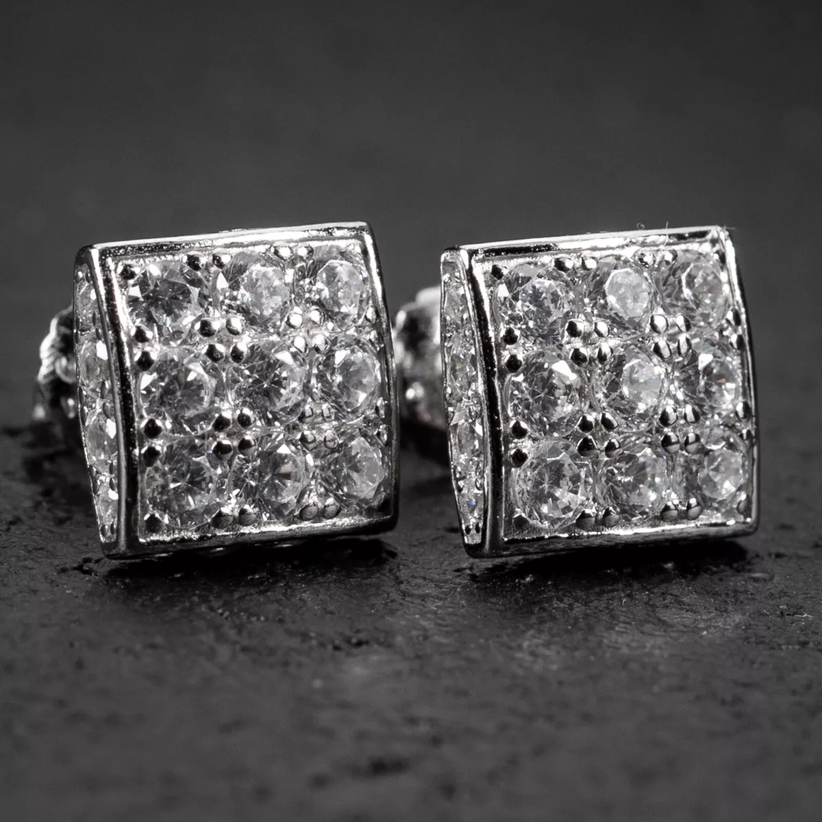 Square sterling silver earrings deals