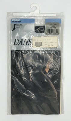 VTG NOS Danskin in Motion UltraSoft Microfiber Black Dance Socks Womens One Size