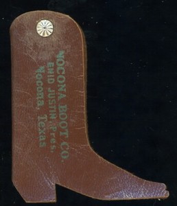 Scarce Vintage 1970s NOCONA BOOT CO. Enid Justin, Pres. Leather Key Fob  #1 of 3