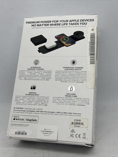APPLE MOPHIE 3-IN-1 WIRELESS MAGSAFE TRAVEL CHARGER IPHONE WATCH 15W QI ORIGINAL - 第 11/12 張圖片