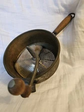 Rustic FOLEY FOOD MILL  Grinder / Masher Hand Crank 7" Bowl with wood handle
