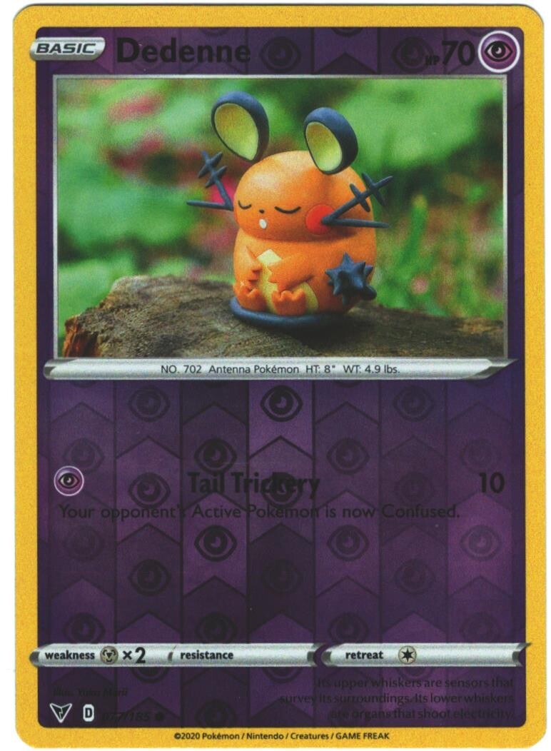 Dedenne 77/185 Vivid Voltage Reverse Holo Common Pokemon Card Pokémon TCG 077
