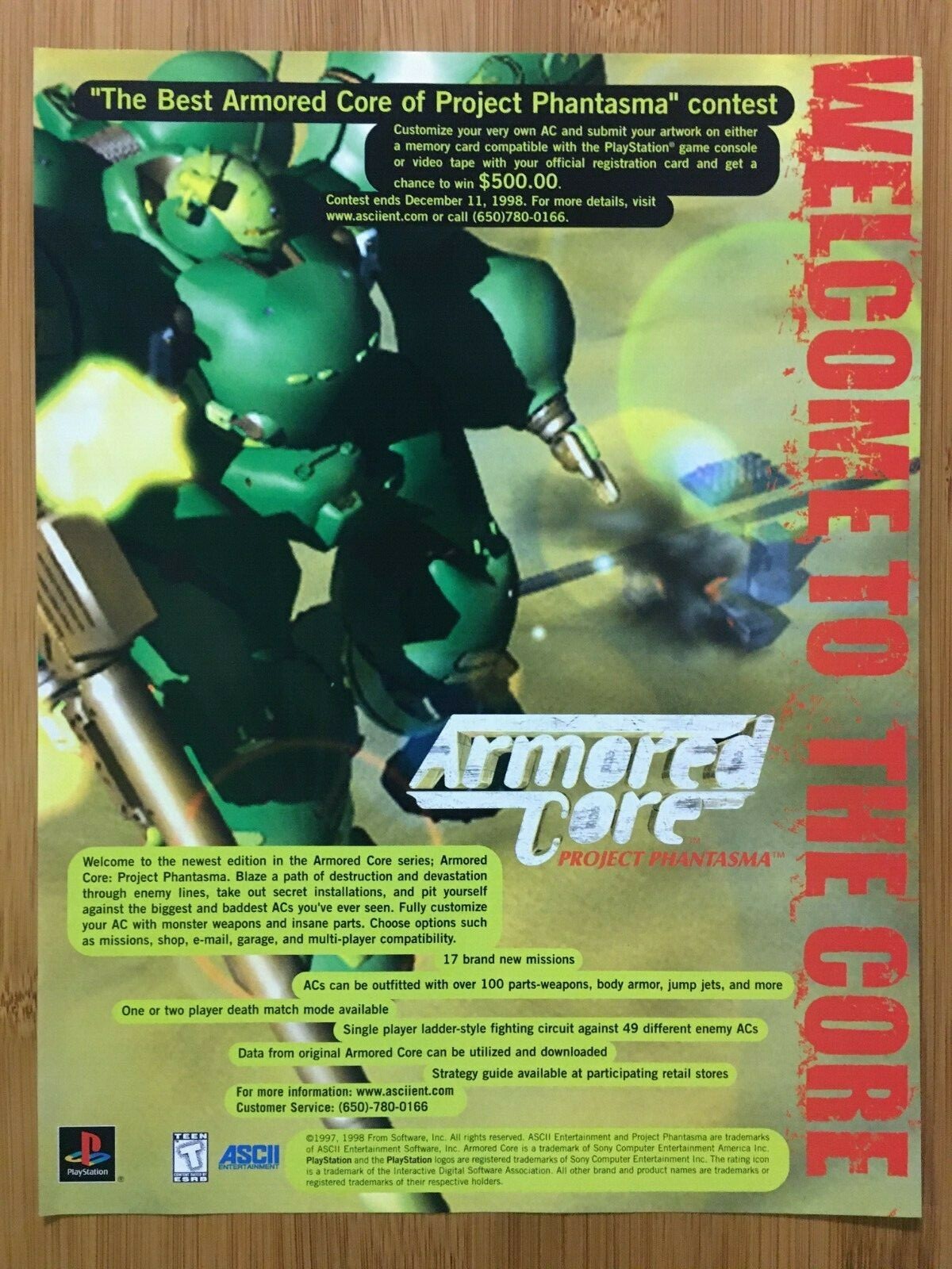 Armored Core 1 PS1 PSX Playstation 1 1998 Vintage Print Ad/Poster Official  Art | eBay