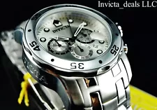 Invicta Men's 48mm Pro Diver SCUBA Chronograph SILVER DIAL All Silver Tone Watch