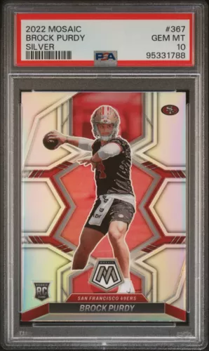 BROCK PURDY #367 2022 Panini Mosaic SILVER Prizm Rookie Card RC PSA 10  Low Pop